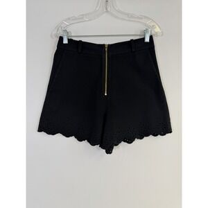 Derek Lam 10 Crosby Womens Cotton Eyelet Zip Front Mini Shorts Black Size M